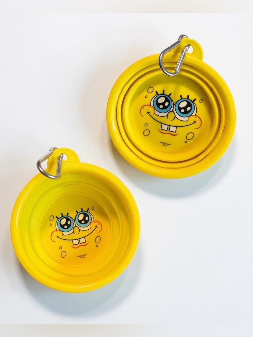 🧽☀️SpongeBob Silicone Collapsible Bowl 25.7oz Carabiner Clip NWT🫧